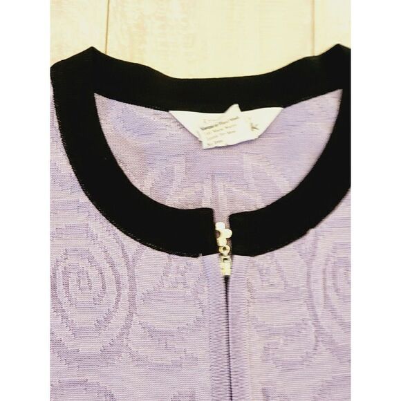 Exclusively Misook XL Cardigan Zip Up Lavender Contrast Sweater Vtg 3/4 Slv - Picture 3 of 8